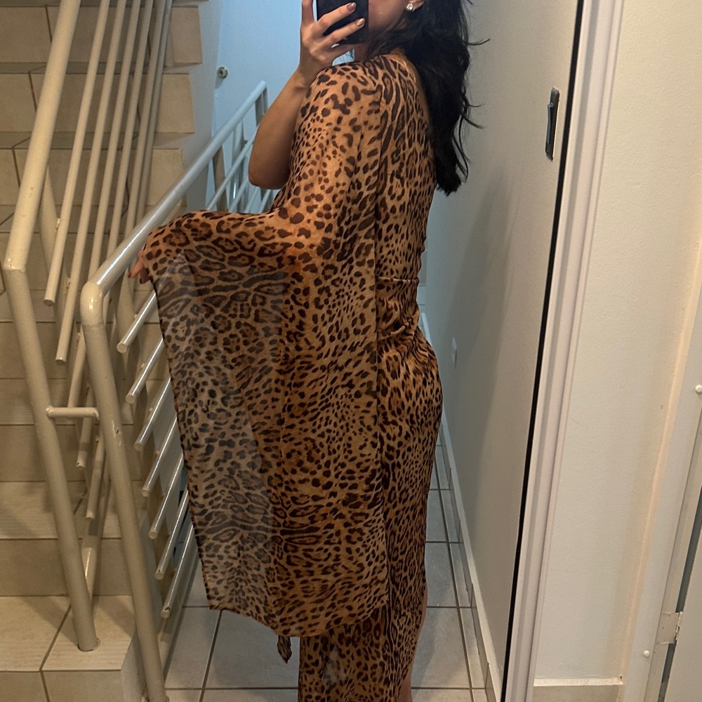 Leopard Print One-Shoulder Dress - image 4